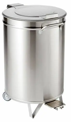 POUBELLE INOX RONDE 90L AVEC PÉDALE, DIMENSIONS Ø450 HT685