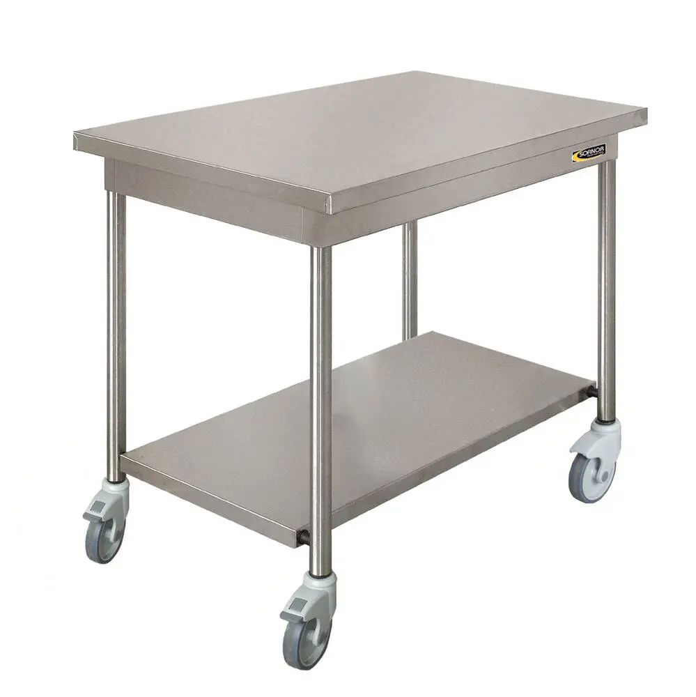 TABLE DEMONTABLE A BORDS DROITS EN INOX, CENTRALE 1500x700X HT900