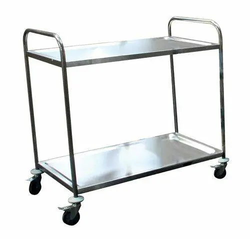 DESSERTE DEMONTABLE INOX 201, 2 NIVEAUX, 4 ROUES PIVOTANTES