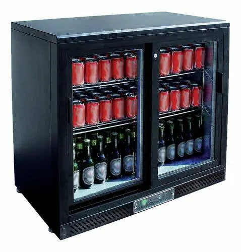 MEUBLE ARRIERE DE BAR, SKIN PLATE 0/+8°C, 2 PORTES COULISSANTES VITREES